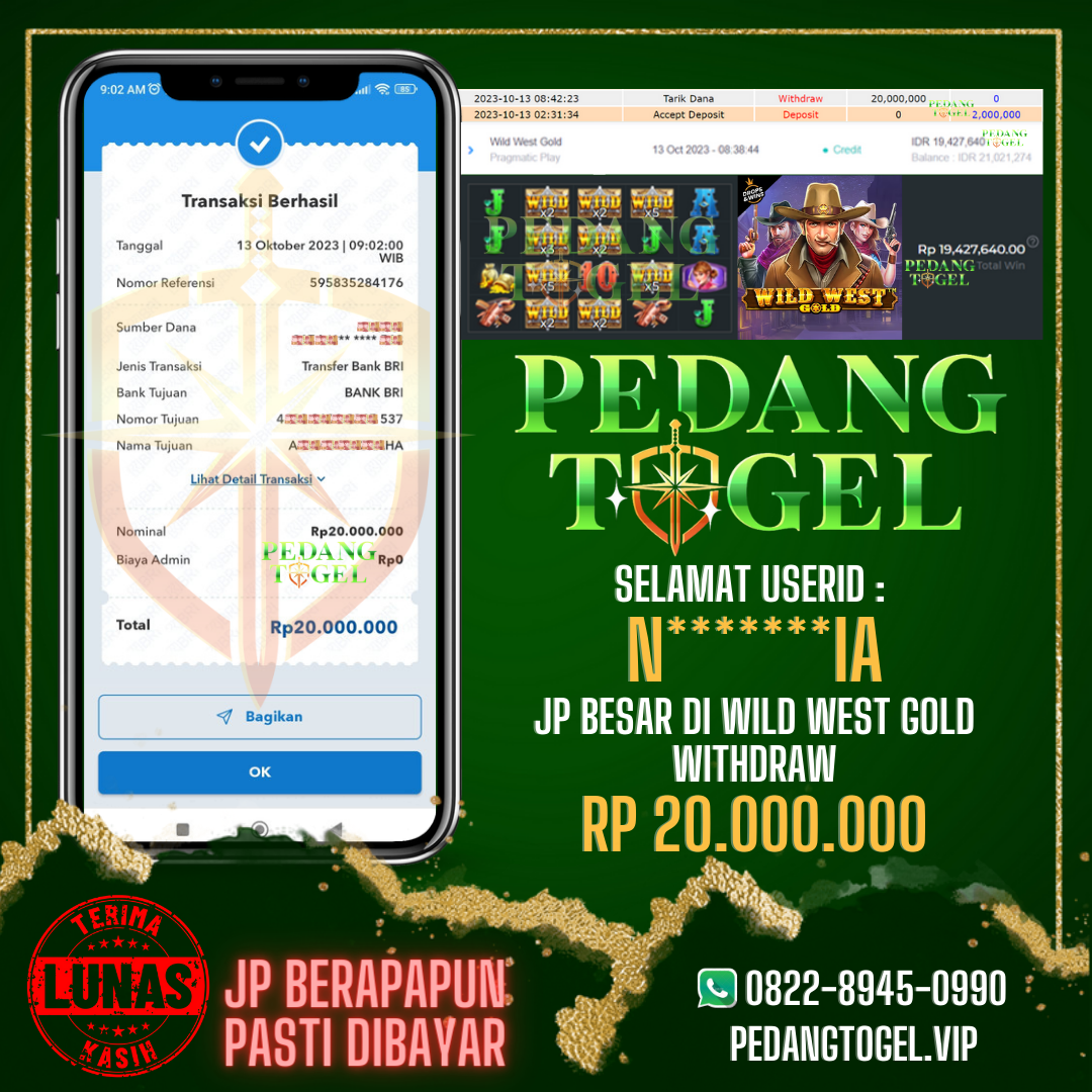 PEDANGTOGEL JACKPOT SLOT WITHDRAW 20.000.000