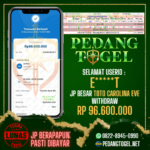 PEDANGTOGEL JACKPOT TOGEL CAROLINA EVE WITHDRAW 96.600.000