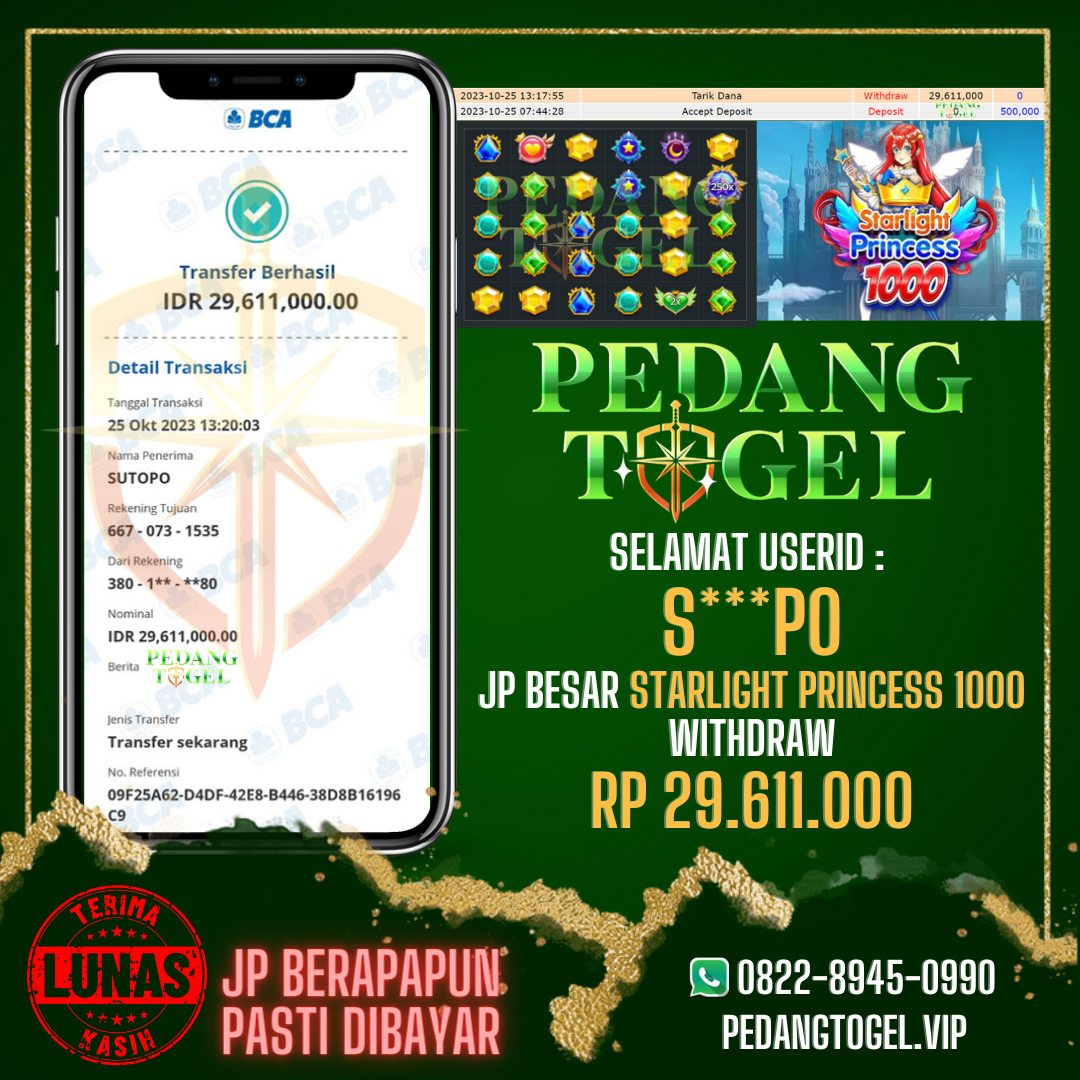 PEDANGTOGEL JACKPOT SLOT WITHDRAW 29.611.000