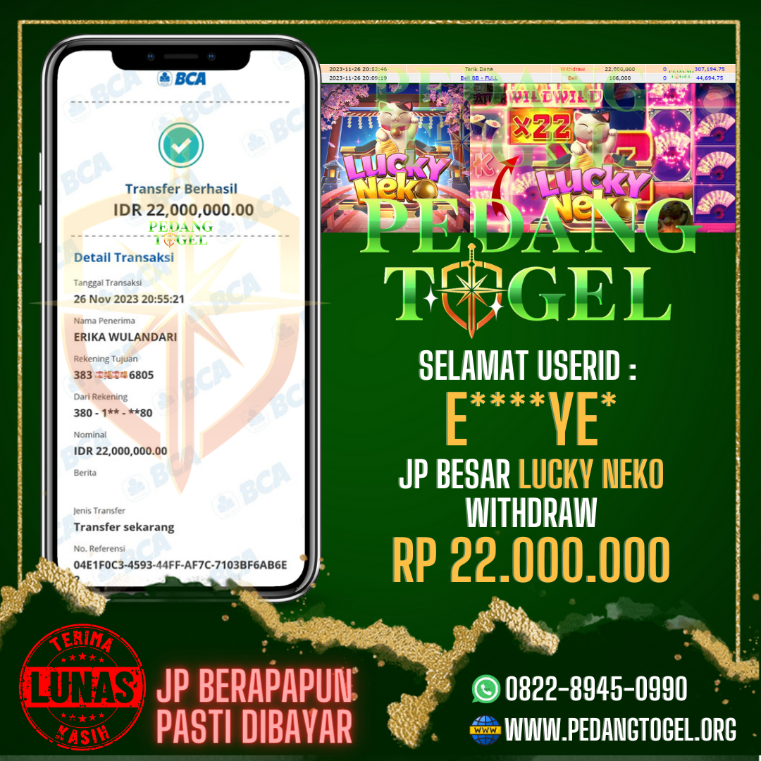 PEDANGTOGEL JACKPOT SLOT WITHDRAW 22.000.000