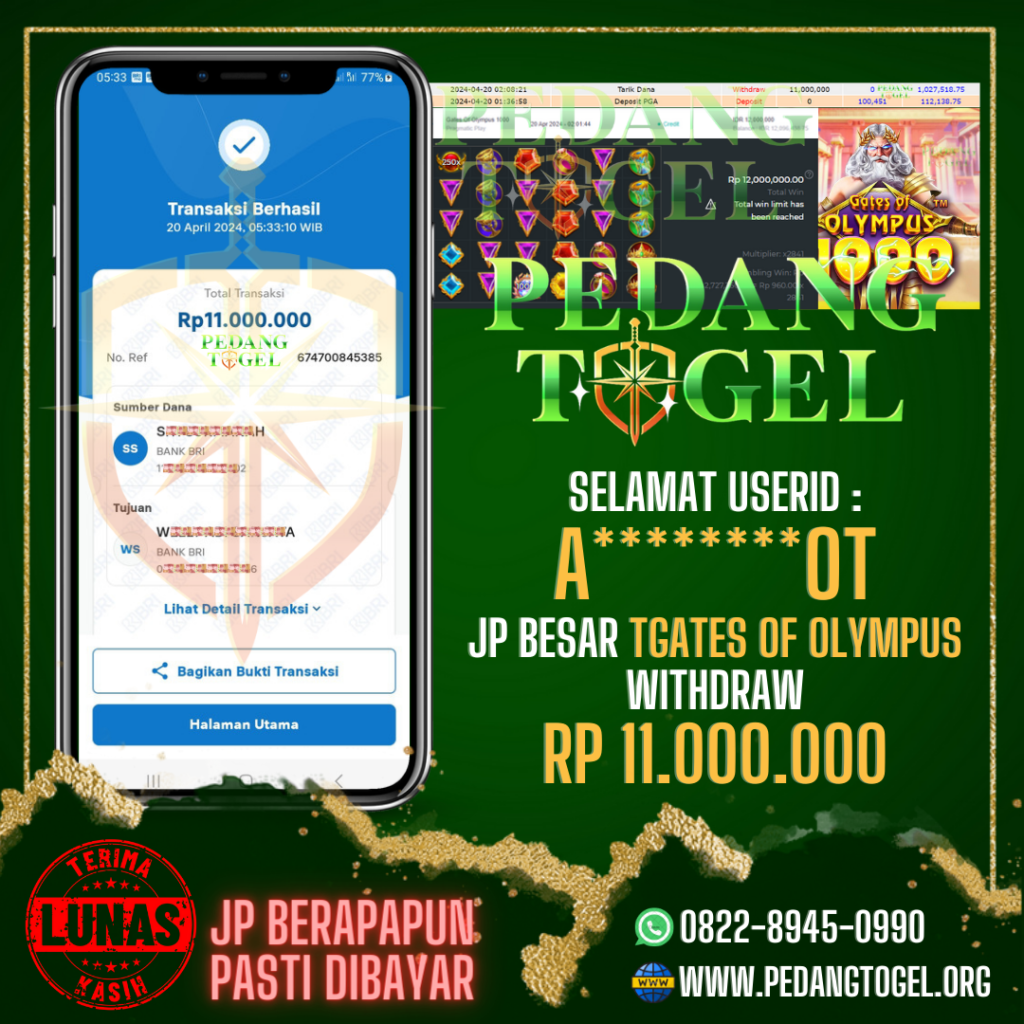 PEDANGTOGEL JACKPOT SLOT GAMES WITHDRAW 11.000.000