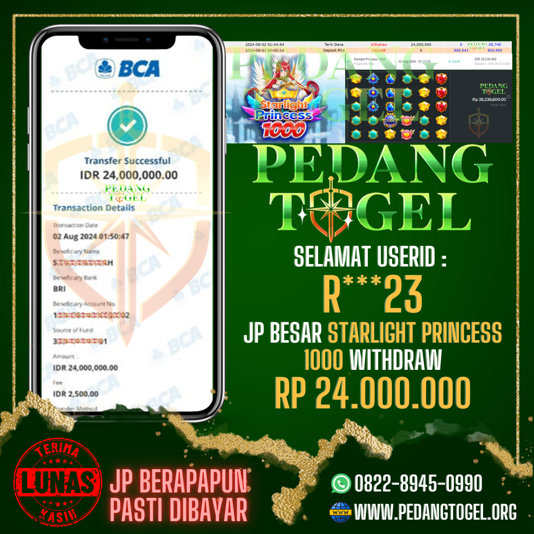 PEDANGTOGEL JACKPOT SLOT GAMES WITHDRAW 24.000.000