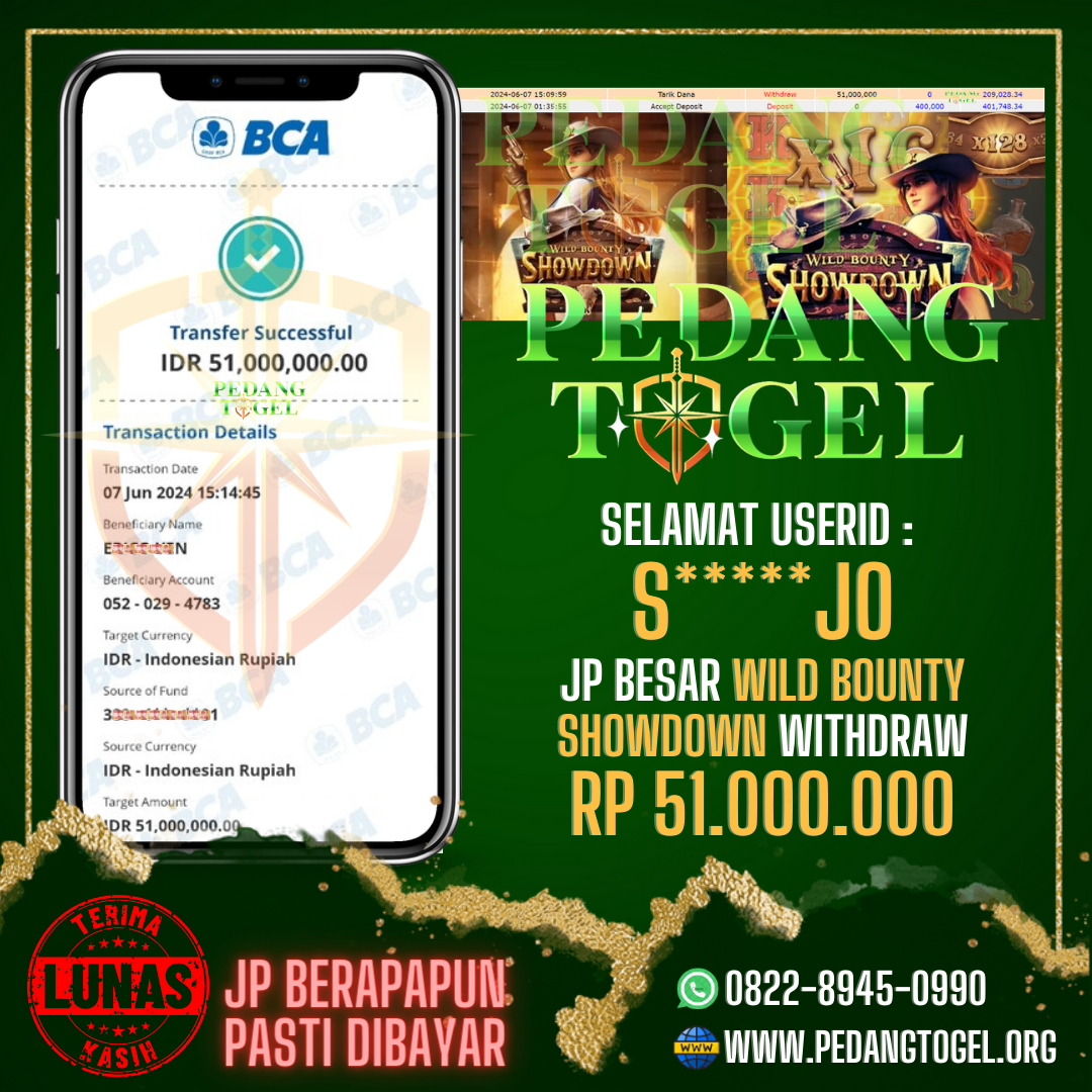 PEDANGTOGEL JACKPOT SLOT GAMES WITHDRAW 51.000.000