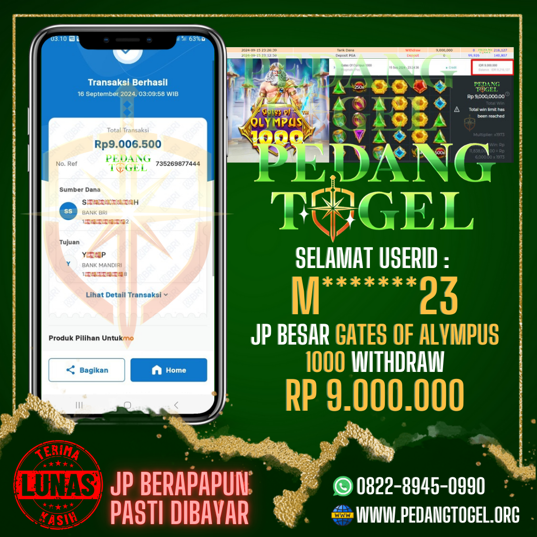 PEDANGTOGEL JACKPOT SLOT GAMES WITHDRAW 9.000.000